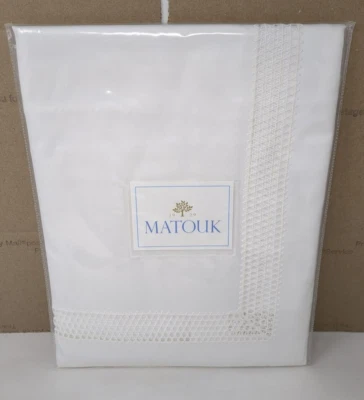 Matouk Italy King Pillow Sham White 600 Thread 100% Cotton Sateen Lace Olivia - Image 1 of 4