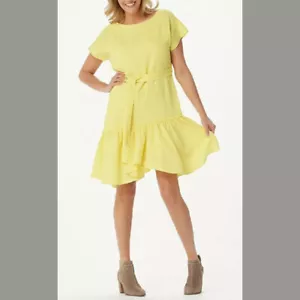 Vince Camuto Damen ~ kurzärmeliges asymmetrisches Rüschensaumkleid 20 20 W - Bild 1 von 6