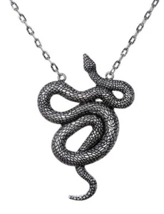 Gothic Goth Nugoth Pagan Wicca Witchy Snake Halskette silberfarben Schlange - Bild 1 von 2