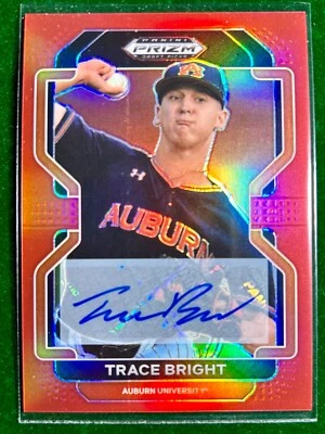 2022 TRACE BRIGHT Panini Prizm Draft Red Prizm Auto 10/50 PDP137 Auburn Tigers - Image 1 of 2