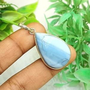 Blue Opal Gemstone 925 Sterling Silver Plated Handmade Bezel Pendant Jewelry - Picture 1 of 1
