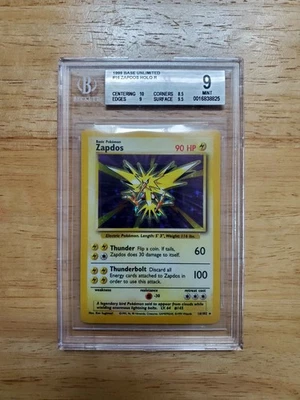Pokemon BGS 9 MINT 1999 Zapdos Base Unlimited Holo Card - Image 1 of 2