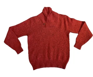 Vintage L.L. Bean USA Herren Medium rot Wollmischung Pullover Schalknopf Kragen Sweater - Bild 1 von 17