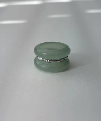 Stone Trilogy Stack Aventurine Ring Set Of 3 Bands, Size 9 - Image 1 of 4