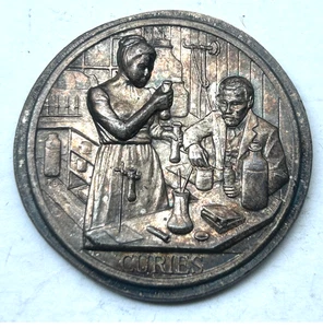 CURIES SILVER MEDAL - MARIE SKLODOWSKA CURIE & PIERRE CURIE - Picture 1 of 3
