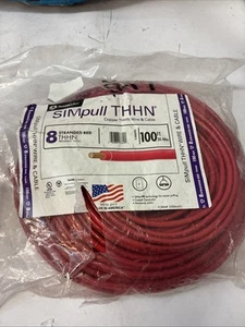 SOUTHWIRE 20490915, 8AWG,THHN, Str, rosso, 100 piedi - Foto 1 di 2