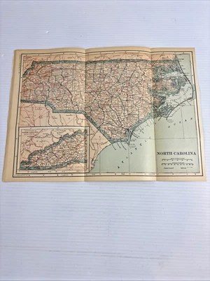 Mapa del estado de Carolina del Norte 1921 para enmarcar y coleccionar Foto 1 de 4
