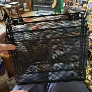 Three Section Black Metal Office File Organizer - Picture 1 of 8