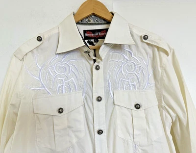 HOUSE OF LORDS White Embroidered Mens Shirt NWT Large  Vintage - Image 1 of 4