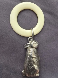 Silver Plated Baby Rattle Art Deco 1930s Rabbit - Picture 1 of 4