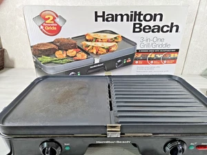 Hamilton Beach 3 in 1 Griglia/Griglia Elettrica da Interno Esterno Reversibile Antiaderente - Foto 1 di 12