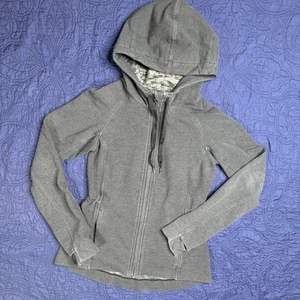 Lululemon Damen grau durchgehender Reißverschluss Hoodie Jacke Kordelzug Größe 4 Activewear - Bild 1 von 7