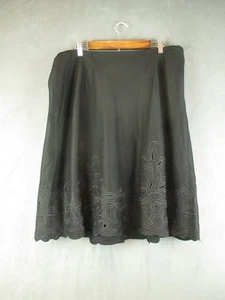 Talbots Skirt Womens 20W Black Wool Embroidered Cutout A Line Lined Midi Italy - Picture 1 of 12