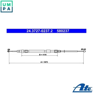 CABLE PULL PARKING BRAKE 24.3727-0237.2 FOR BMW 5/E61/E60 N43B20A N47D20A 2.0L - Picture 1 of 9