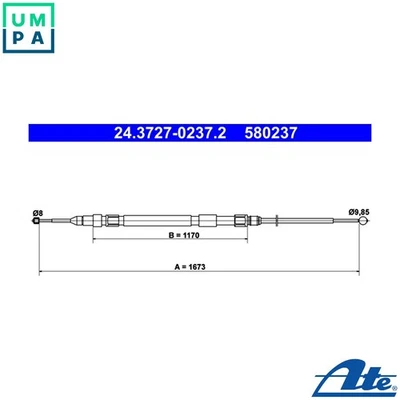 CABLE PULL PARKING BRAKE 24.3727-0237.2 FOR BMW 5/E61/E60 N43B20A N47D20A 2.0L - Image 1 of 4
