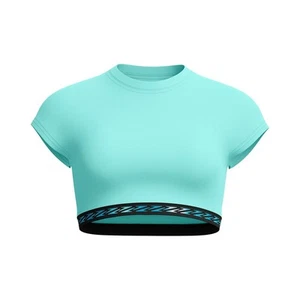 Speedo Womens Solid Logo Elastic Crop Top Short Sleeve - Picture 1 of 6