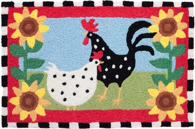 Jellybean Area Accent Rug Funky Chickens - Image 1 of 3
