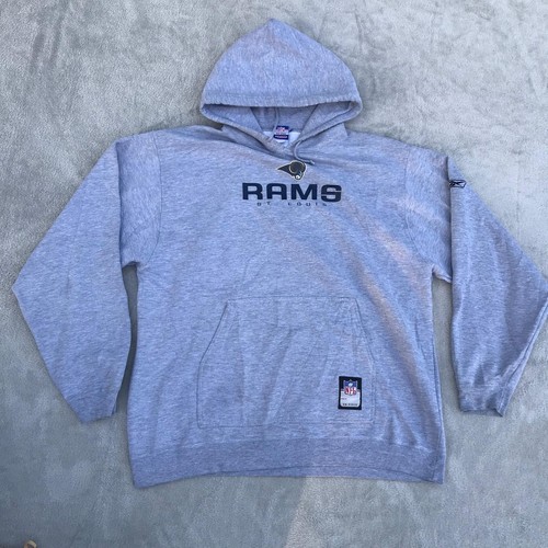 VETEMENTS Felpa con cappuccio Y2K Reebok St. Louis Rams uomo grande grigia NFL abbigliamento squadra calcio