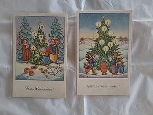 Set of 2 Katrin Hongesberg postcards Gnomes Elf Christmas Germany Druck Vintage - Picture 1 of 4