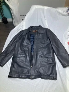 Danier Leather 100% Genuine 3/4 Long Jacket Coat Black Xl Uk 40 Fa 50 IT 50 - Picture 1 of 14