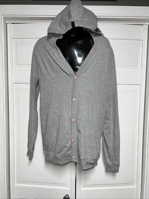 Rusty Mens L Hooded Button Up Long Sleeve Lighweight SWEATER Gray NWT - Image 1 of 4