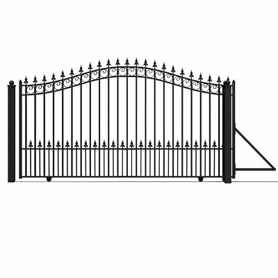 ALEKO Prague Style Garden Yard Steel Single Sliding 12 feet Driveway Gate Black - Image 1 of 4