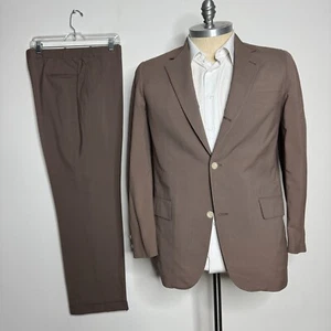 Traje Southwick Vintage Para Hombre 42R Marrón Lana Dos Piezas 34W Pantalones Sólidos - Imagen 1 de 13