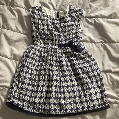 Crewcuts Size 7 Girls Sleeveless Dress Blue White Lemon Design - Free Shipping - Image 1 of 4