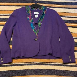 Leslie Fay Purple Blazer Plus Size 16 Vintage Retro Cottagecore Granny Grandma