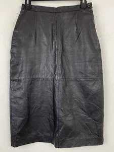 Vintage Avon Fashions size 7/8 Women’s Black Leather Pencil Skirt - Picture 1 of 7