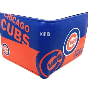 MLB Chicago Cubs Men's Printed Logo Leather Bi-Fold Wallet - Picture 1 of 5