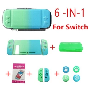 For Nintendo Switch Travel Carrying Bag Protector Case Thumb Stick Grip Cap 6in1 - Picture 1 of 2