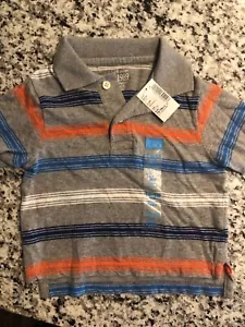 NWT - Infant Boys, The Children's Place, Gray Striped Polo Shirt, 12-18 Months - Picture 1 of 7