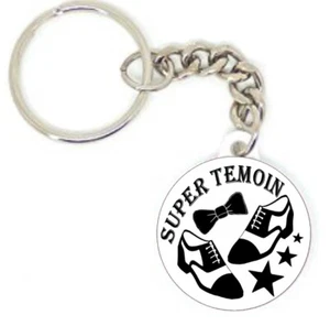 Porte clé badge super témoin cérémonie nœud idée cadeaux personnalisé homme - Picture 1 of 1