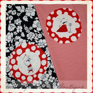 BonEful Fabric LOT Cotton QUILT Andover OLIVIA the PIG Red B&W Stripe Flower OOP - Picture 1 of 1