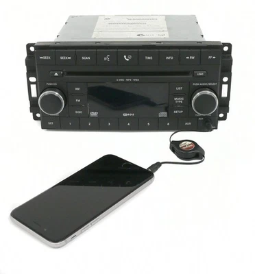 2008-2011 Dodge Dakota AM FM 6 Disc CD DVD Player w Aux Part 05064923AE Face REQ Foto 1 de 4