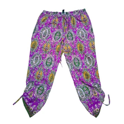Lauren Ralph Lauren Silky Purple Paisley Print Drawstring Pants Petite Medium - Image 1 of 4