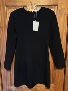 COS Women's Small Black Long Sleeve Mini Dress Back Zip Minimalist - NEW - Picture 1 of 13