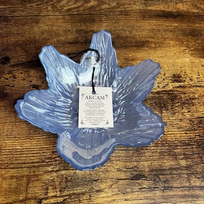 Plato de caramelo de vidrio arte floral turco iridiscente azul Akcam nuevo con etiquetas Foto 1 de 4