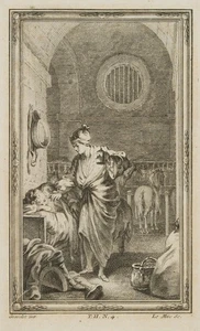 LEMIRE (*1724) nach GRAVELOT (*1699), Schläfer im Pferdestall,  1757, Rad. - Bild 1 von 4