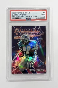1997 Topps Chrome Seasons Best Thunder Lightning Refractor Barry Sanders PSA 9 - Picture 1 of 1