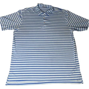 Peter Millar Mens Summer Comfort Blue Striped Golf Performance Polo Shirt XL - Picture 1 of 6
