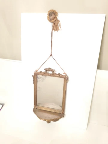 Antique 19th Century  Mirror Back Wall Mount Frame with Shelf 9 ×17 (As is) Cover
