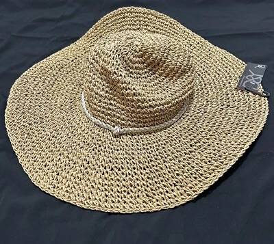 Sombrero para el sol de ala ancha natural para mujer OS papel tejido tostado empacable playa jardín por D&Y Foto 1 de 4