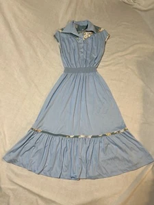 Vintage 70's Jody T Sleeveless Blue Dress Junior Girls sz 11 - Picture 1 of 7