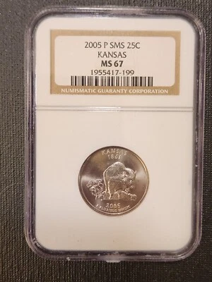 2005 P Quarter SMS 25c Kansas MS-67 NGC Graded sealed - Image 1 of 2