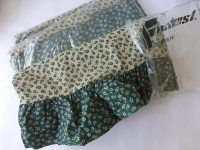 Fieldcrest Twin Flat Sheet Calico Floral Country Ruffles NIP VTG Tan & Dk Green - Image 1 of 4