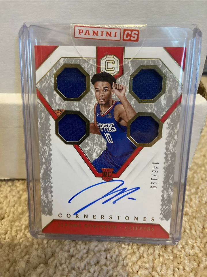 2018-19 Cornerstones Jerome Robinson Auto Quad Jersey Rookie RC Clippers #162 - Image 1 of 1