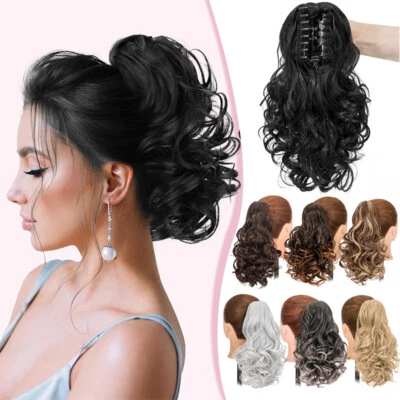 12" Short Claw On Ponytail Hair Extensions Natural Clip Pony Tail Thick As Human - Image 1 of 4