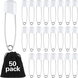 50 Pieces Diaper Pins Safety 2.2 Inch Plastic Head Cloth Diaper Nappy Pins with - Picture 1 of 12